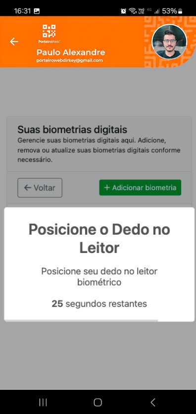 Tela de cadastro de biometria digital no Avalon One