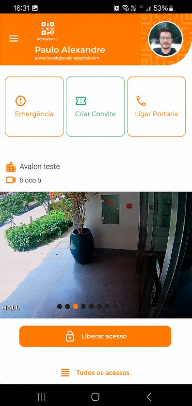 Tela principal do Avalon One com botões de emergência, convite e portaria
